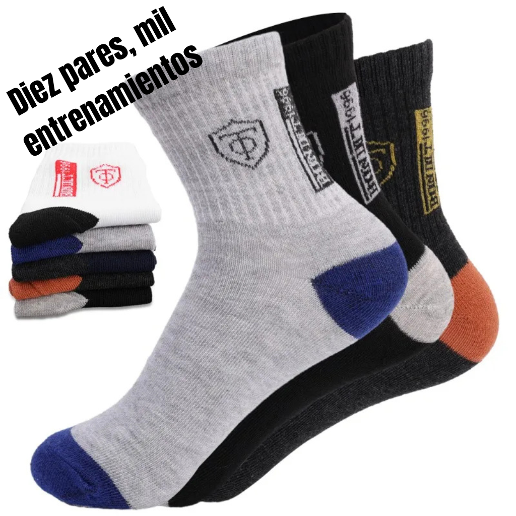 10 Pares Calcetines Deportivos para Hombre | Transpirables, Anti-Olor y Absorbentes de Sudor – Máximo Confort para Baloncesto y Uso Diario