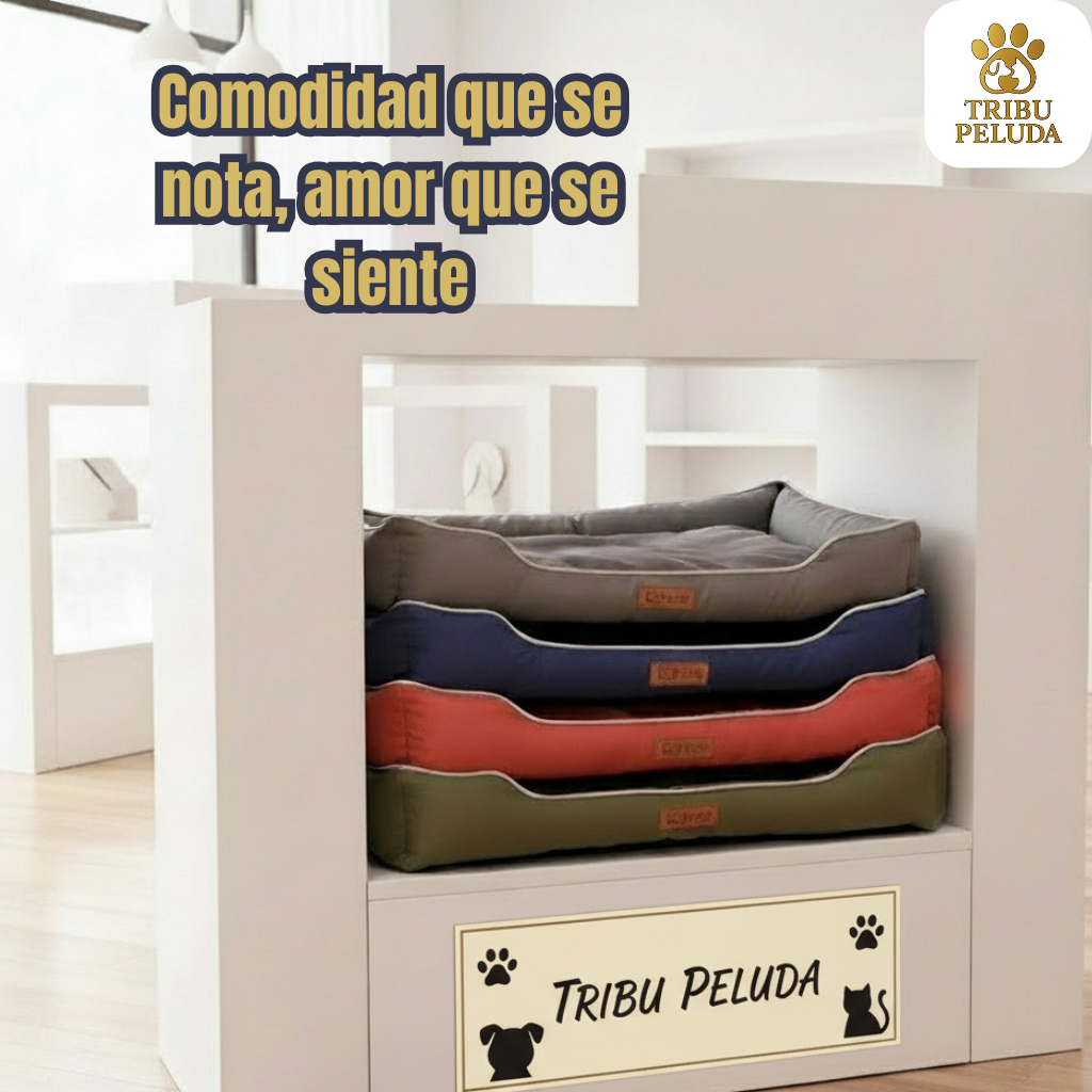 Cama Cuadrada para Perros y Gatos | Suave, Antideslizante y Resistente al Agua – Tribu Peluda