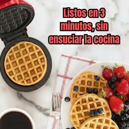 Mini Waffle Maker Eléctrico 2 Caras | Desayuno, Postres y Snacks Rápidos en Casa