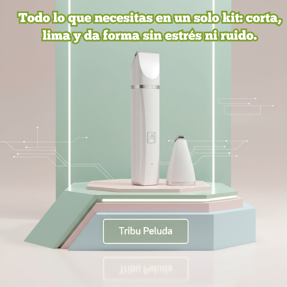 Kit de Cuidado Eléctrico 4 en 1 para Mascotas | Cortapelos, Recortadora y Lima de Uñas para Perros y Gatos