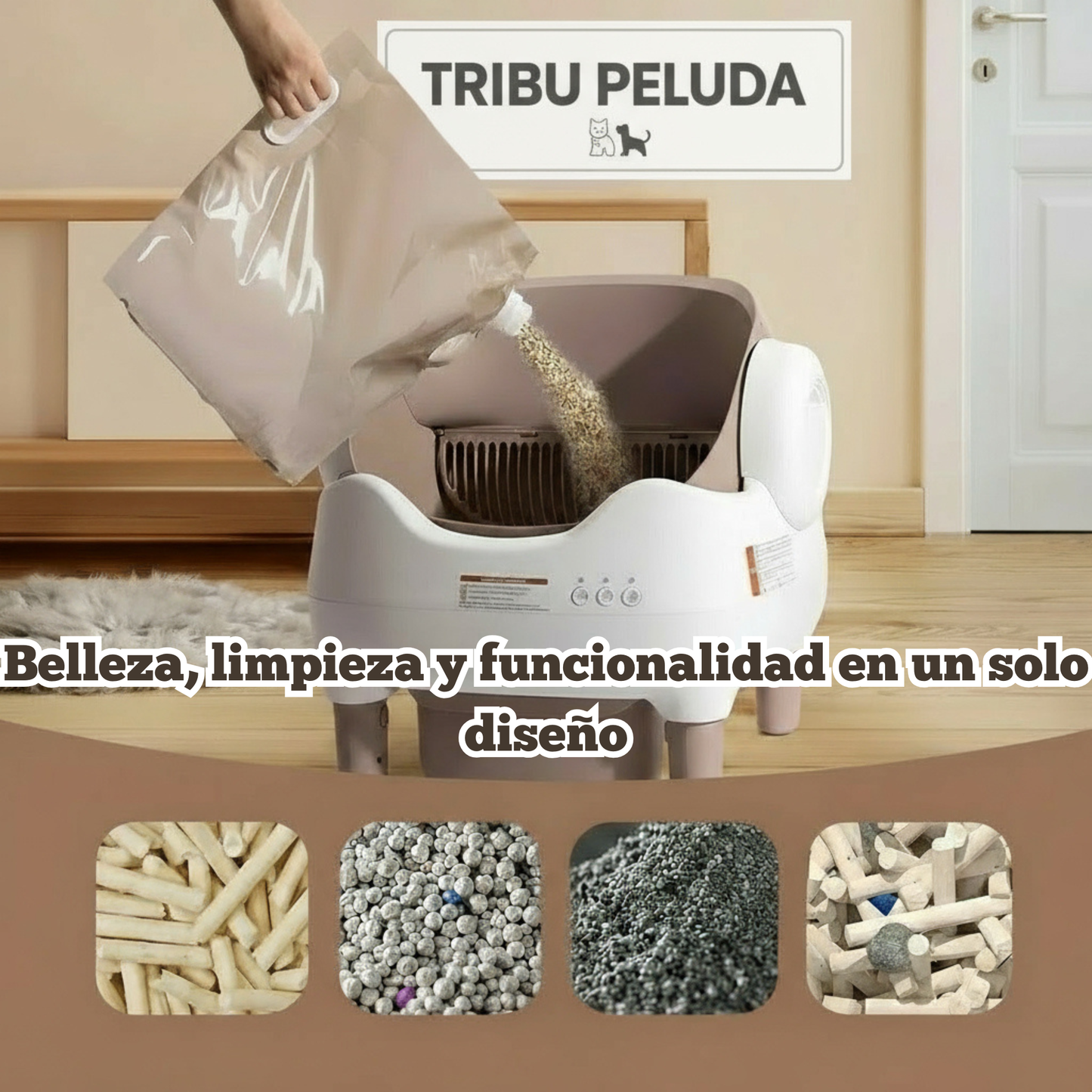 Arenero Inteligente Autolimpiante para Gatos | Control por App, Sin Olores y de Diseño Abierto