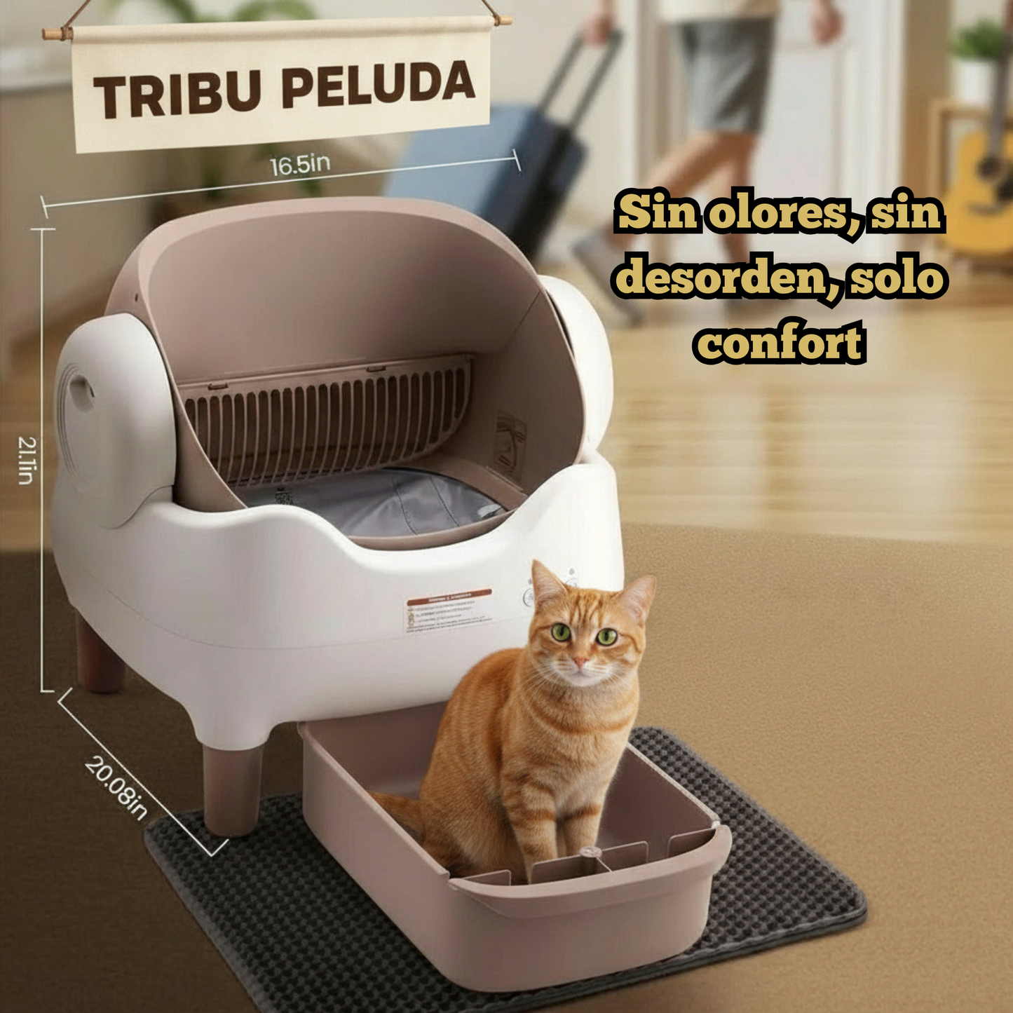 Arenero Inteligente Autolimpiante para Gatos | Control por App, Sin Olores y de Diseño Abierto