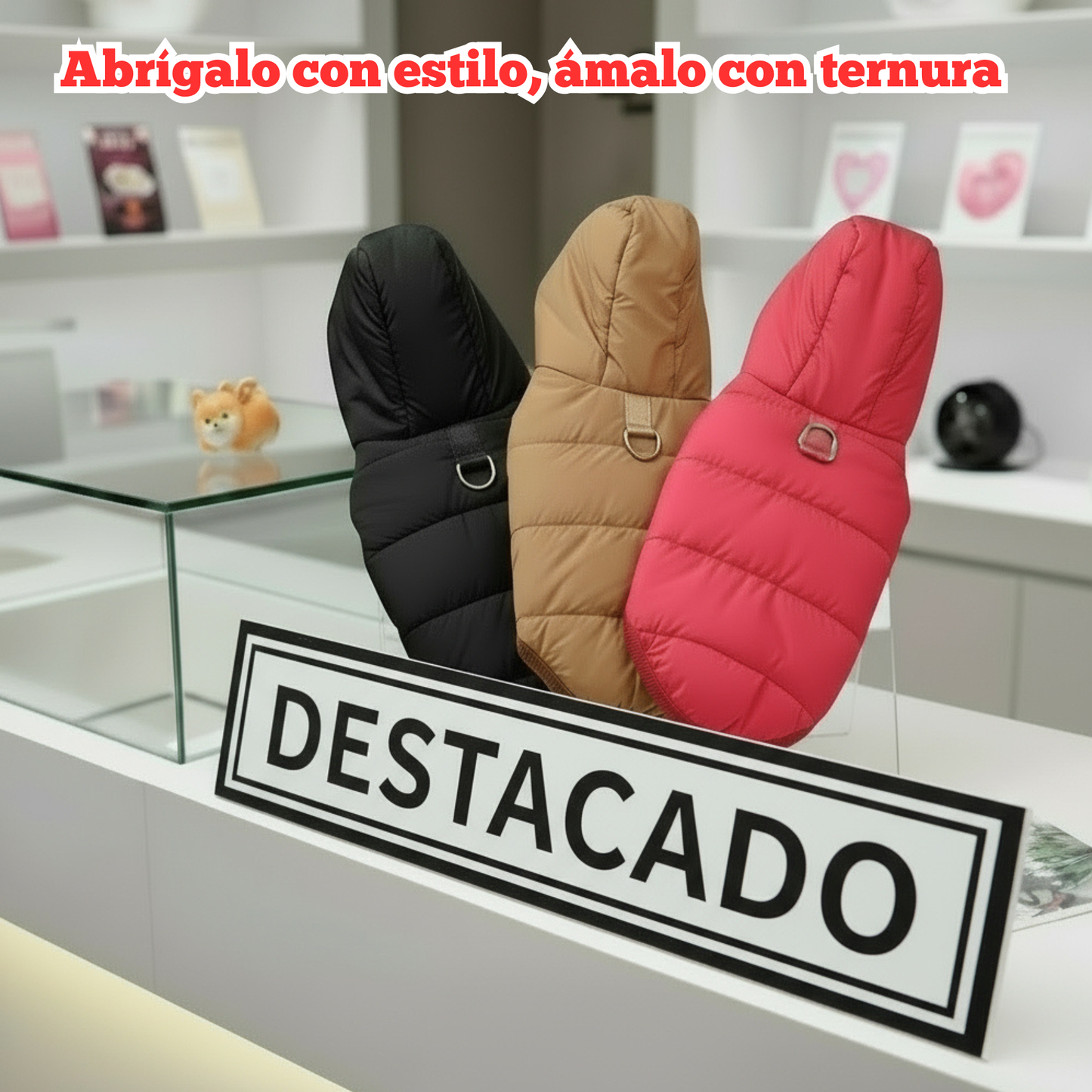 Abrigo de Invierno con Capucha y Felpa Suave con D-Ring para Perros Pequeños y Medianos