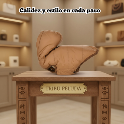 Abrigo de Invierno con Capucha y Felpa Suave con D-Ring para Perros Pequeños y Medianos