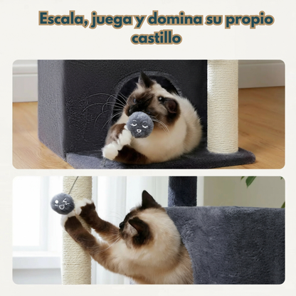 Árbol para Gatos Grandes PAWZ Road | Torre Rascadora con Cuevas, Plataforma y Juguetes Colgantes