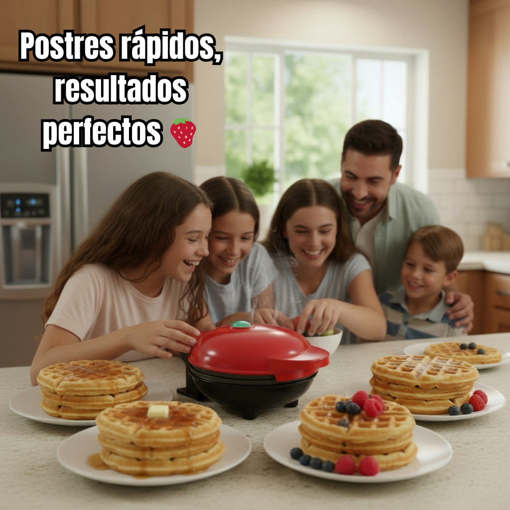 Mini Waffle Maker Eléctrico 2 Caras | Desayuno, Postres y Snacks Rápidos en Casa