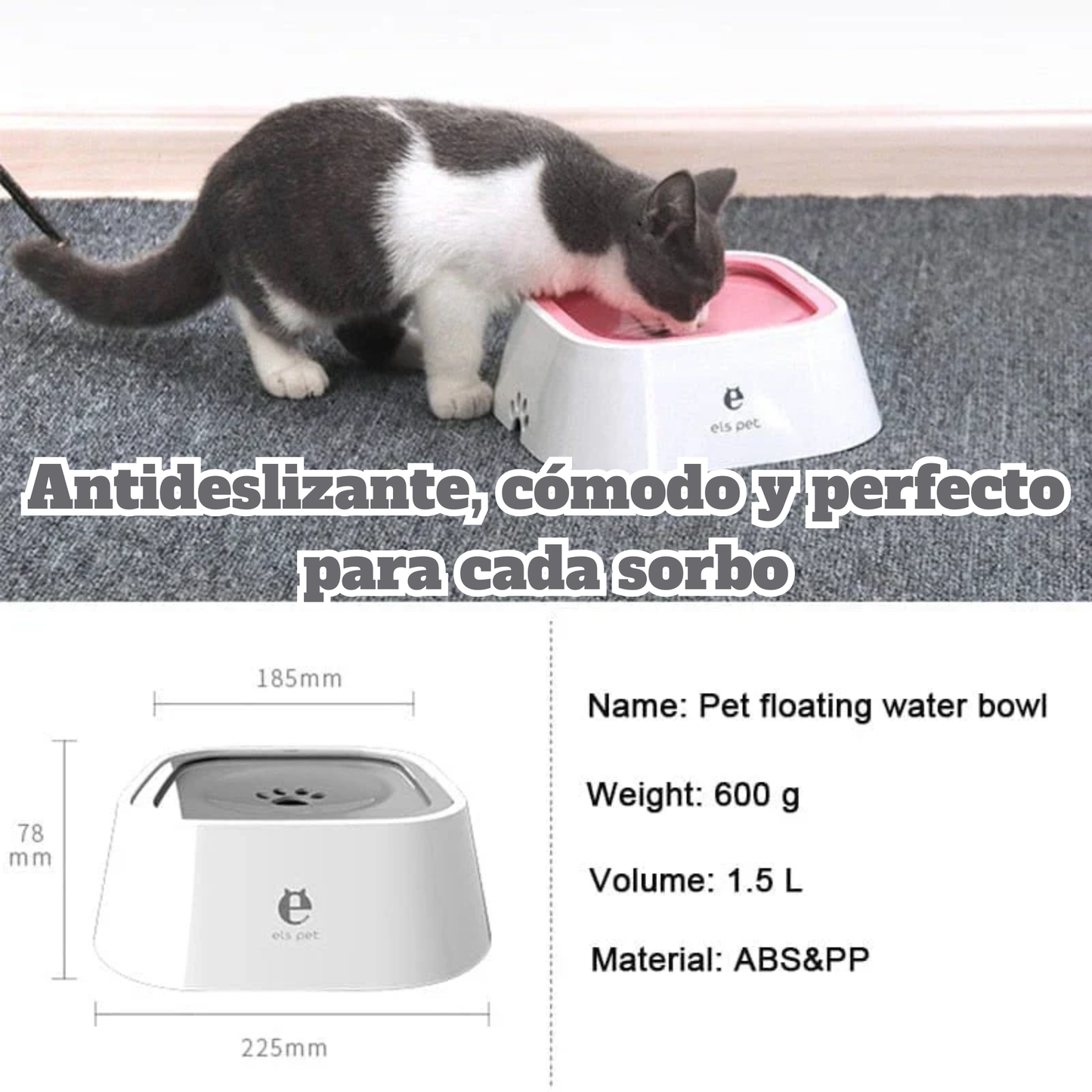 Bebedero Antiderrames para Perros con Diseño Flotante | Cuenco de Agua Limpio, Antideslizante y de Gran Capacidad | Ideal para Hogar y Viajes – Tribu Peluda