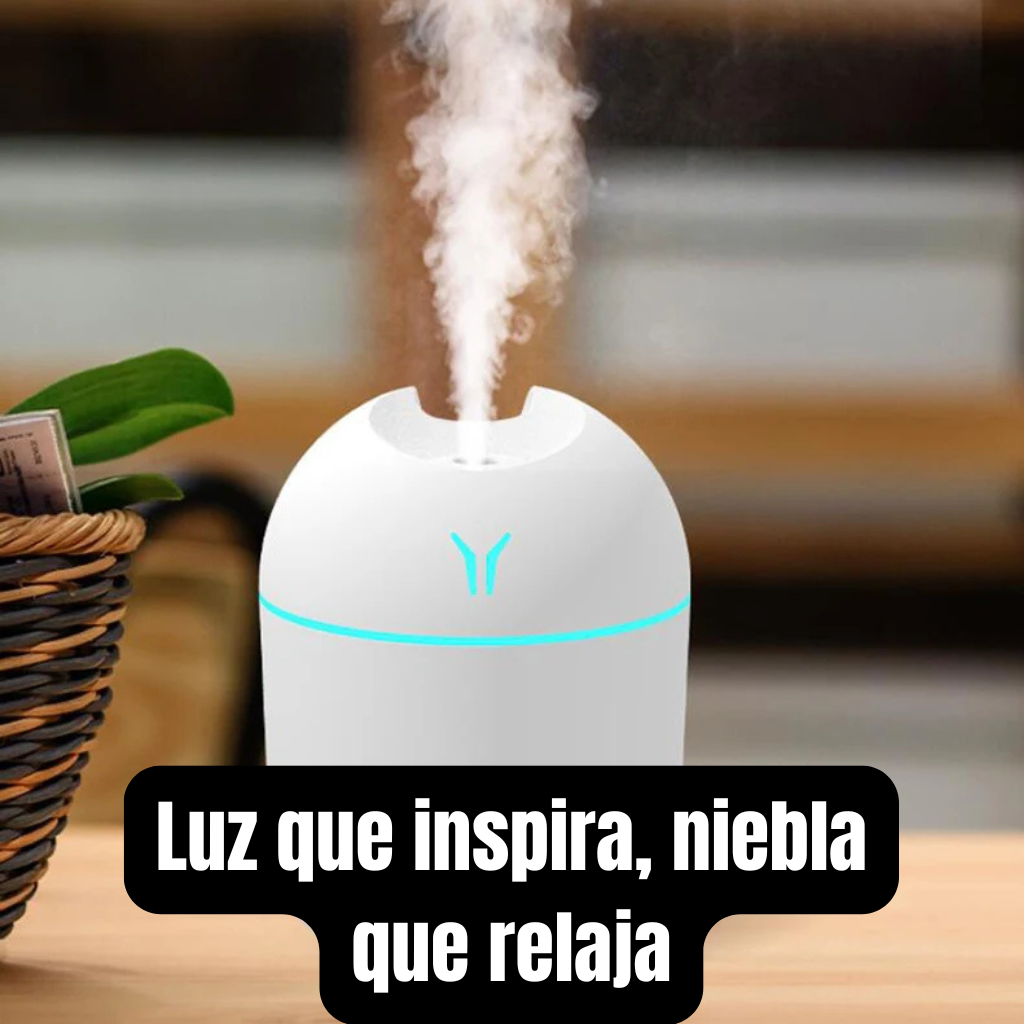 Difusor de Aroma y Humidificador USB 250 ml | Silencioso con Luz LED Multicolor