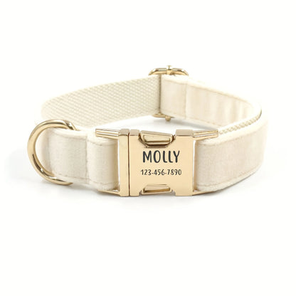 Collar Personalizado de Terciopelo para Perros | Suave, Ajustable y con Placa Grabada con Nombre