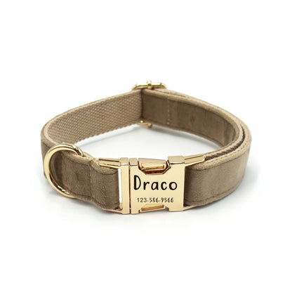 Collar Personalizado de Terciopelo para Perros | Suave, Ajustable y con Placa Grabada con Nombre