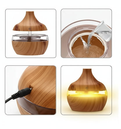 Humidificador Eléctrico 300ML | Difusor de Aromaterapia con Luz LED y Niebla Fría