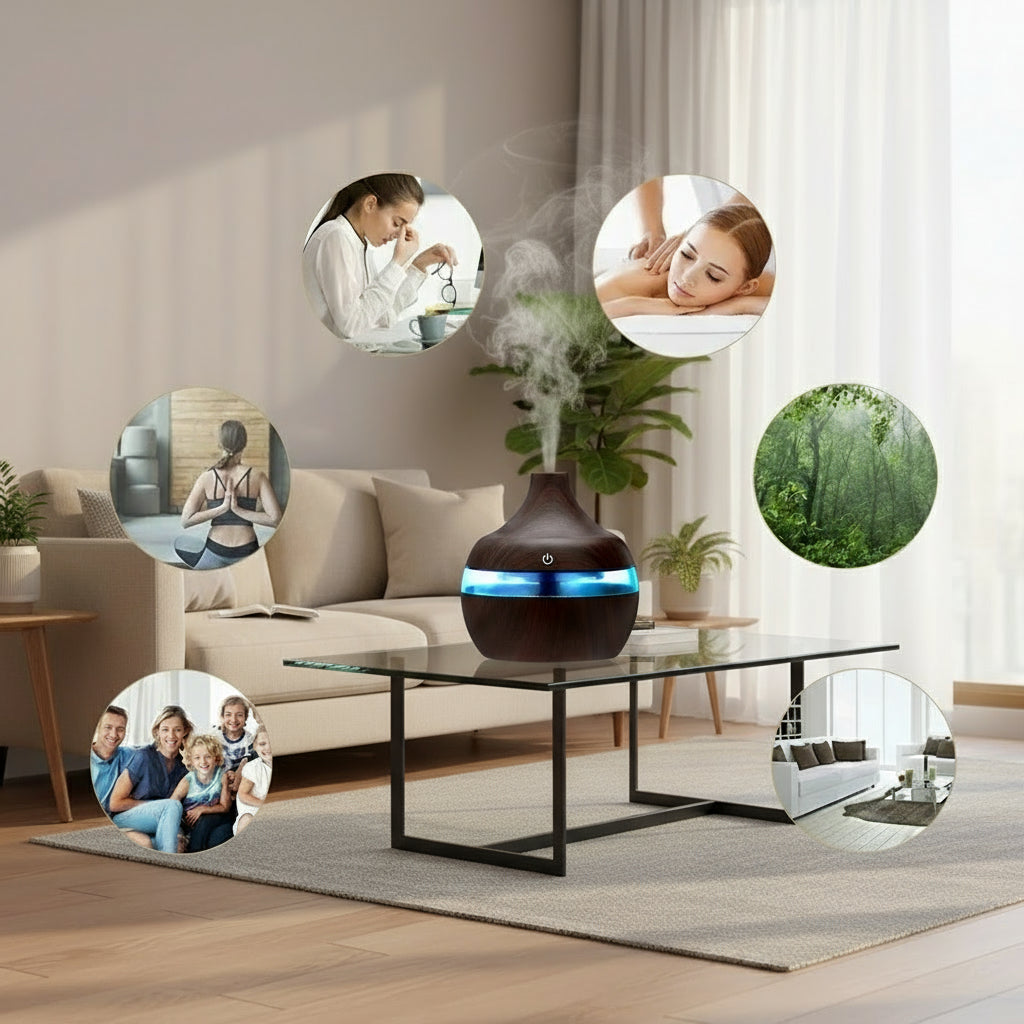 Humidificador Eléctrico 300ML | Difusor de Aromaterapia con Luz LED y Niebla Fría